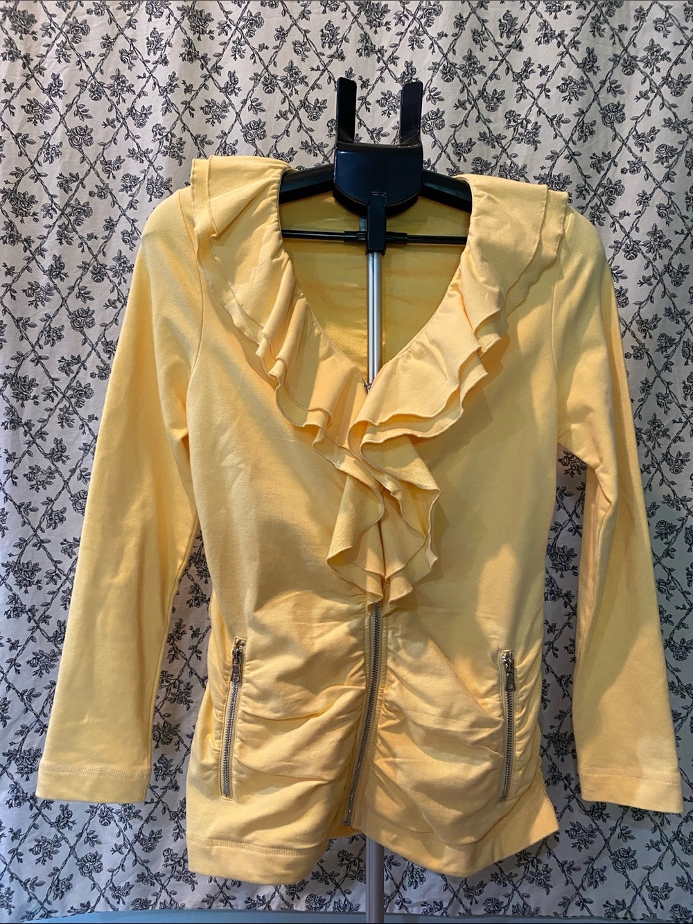 Neiman Marcus Yellow Ruffle Zip Jacket - Picture 2 of 5